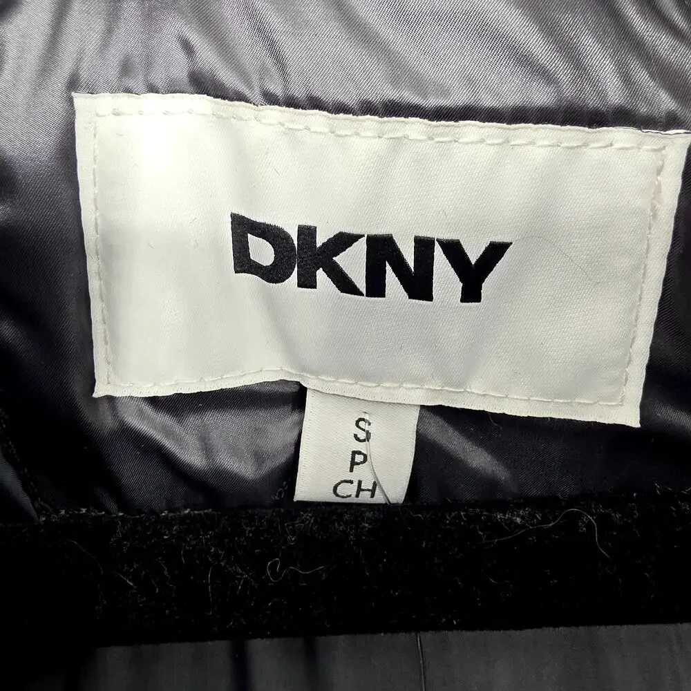 NWT DKNY Titan Black Bibbed Shawl-Collar Packable Shine Puffer Coat Size S